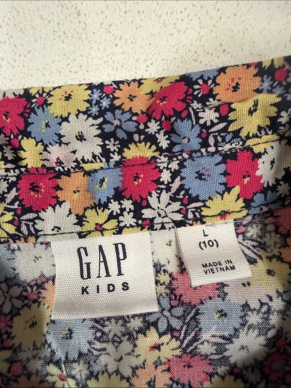 GAP Girls Short-Sleeve Floral Button-Front Dress in Blue, Pink, Yellow